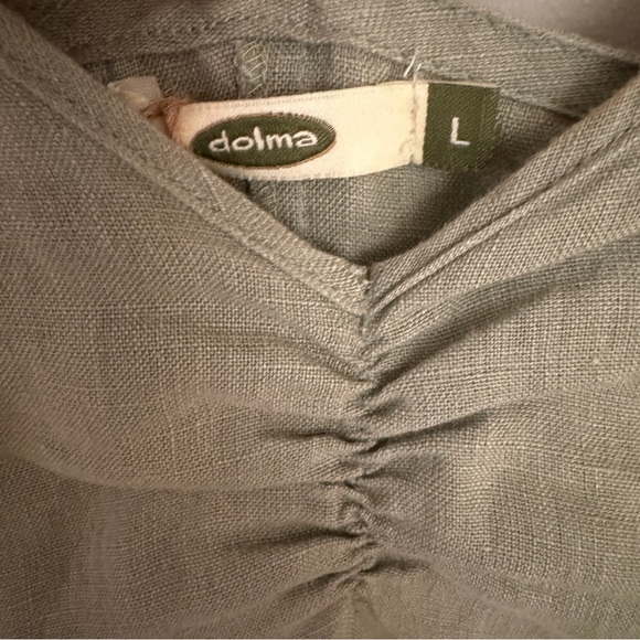 Dolma Sage Green V-Neck Sleeveless Kiko Linen Slip Midi Dress Large NWT - Picture 5 of 9